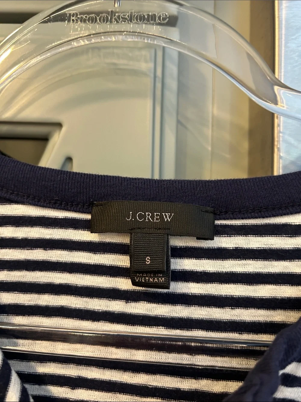 J. Crew Cotton Navy and White Striped Henley Top Small
